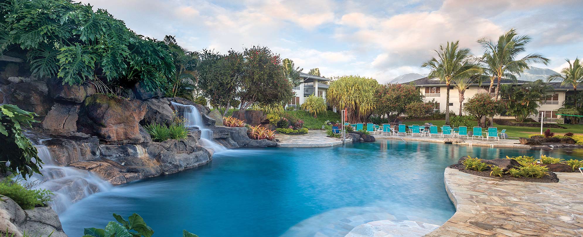 A lagoon style pool with lush greenery at Club Wyndham Bali Hai Villas.