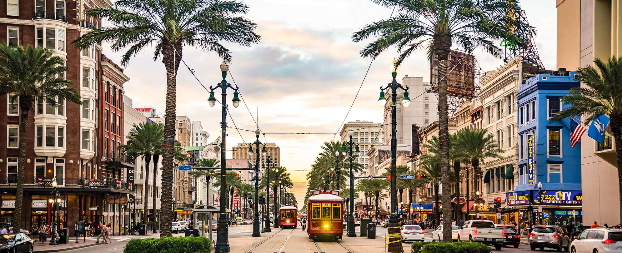 Canal Street in New Orleans, Louisiana. 