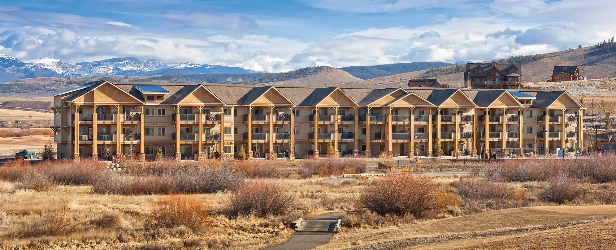 The WorldMark Rocky Mountain Preserve resort with mountains in Granby, Colorado