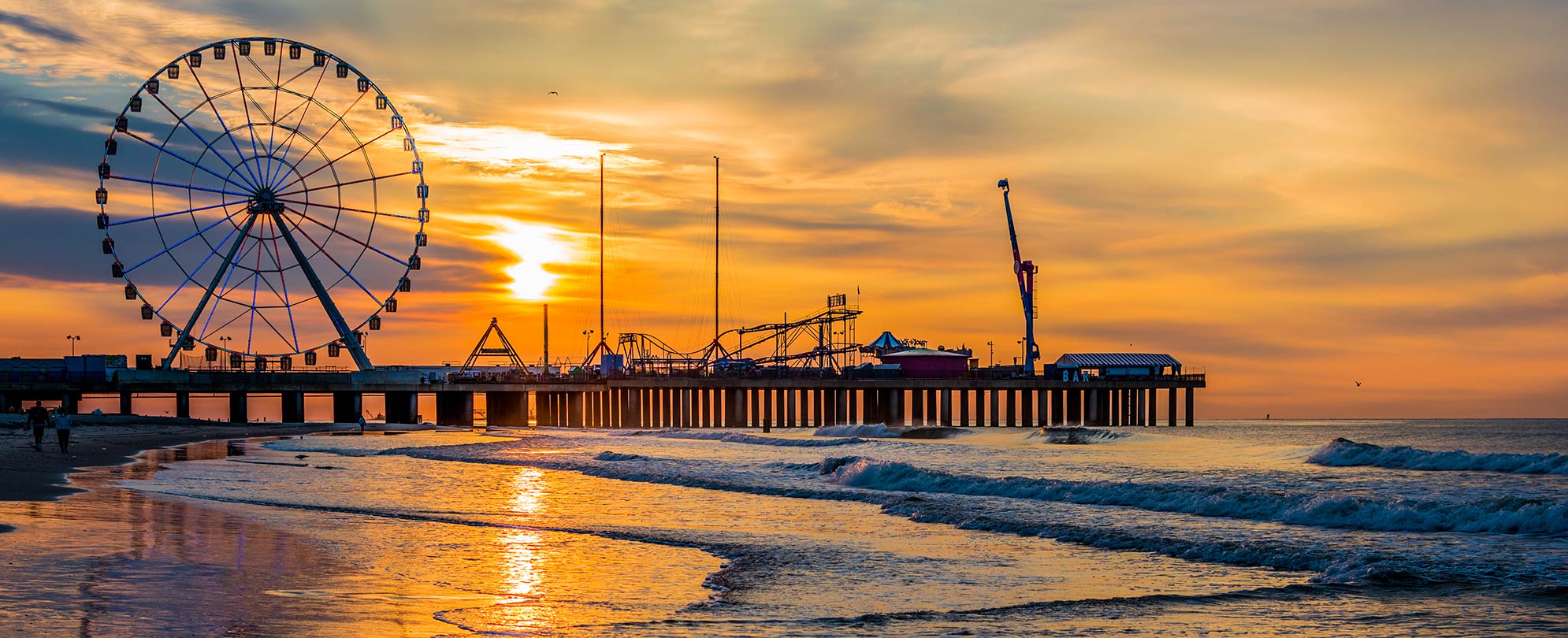 The Steel Pier at sunset in Atlantic City, New Jersey.