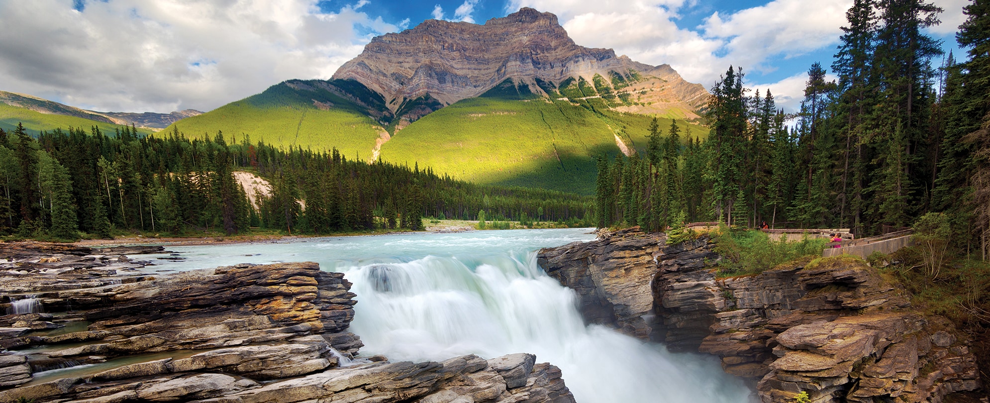 Athabasca Falls at Jasper National Park in Alberta, Canada, during the summer