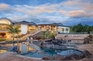 A resort pool at Club Wyndham Bali Hai Villas in Kauai, Hawaii.