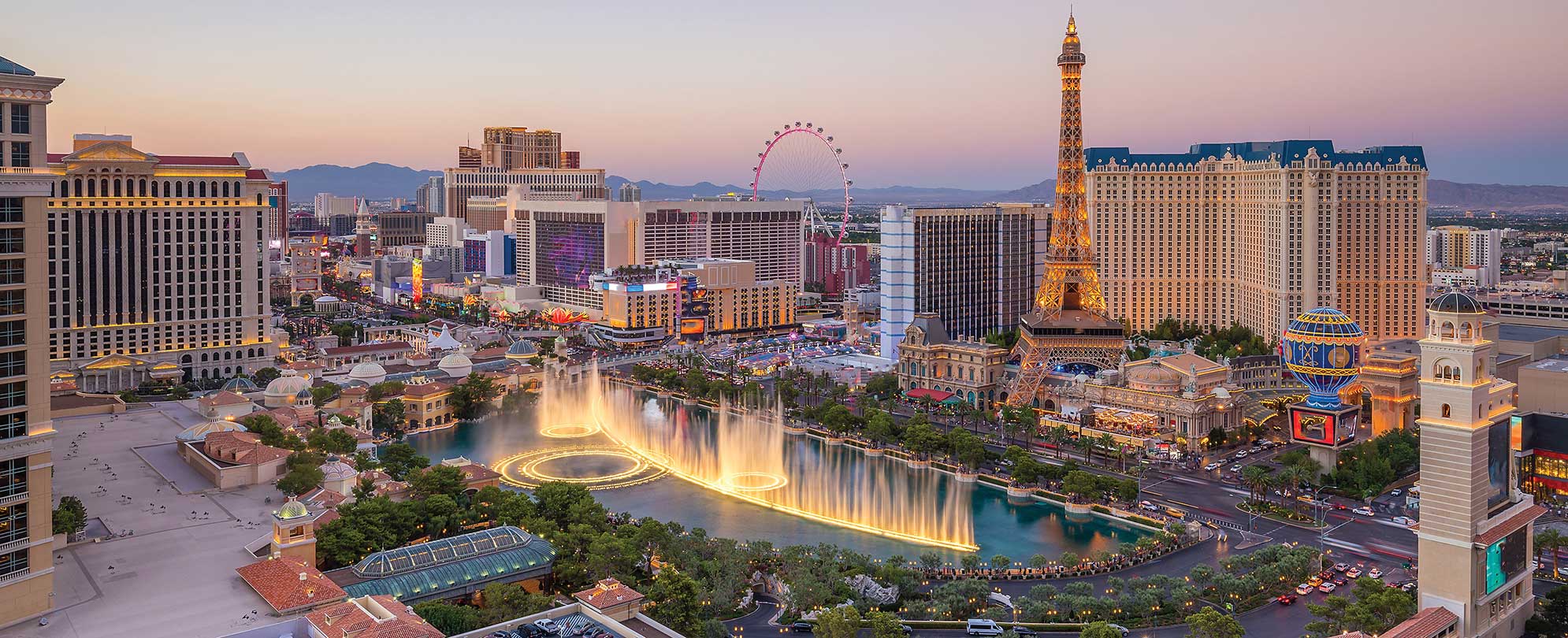 Panoramic view of Las Vegas strip in Nevada. 